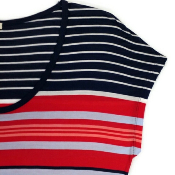 J Crew Factory Multi-Color Stripe Short Dolman Sleeve Tee Womens Size Large - Picture 4 of 12